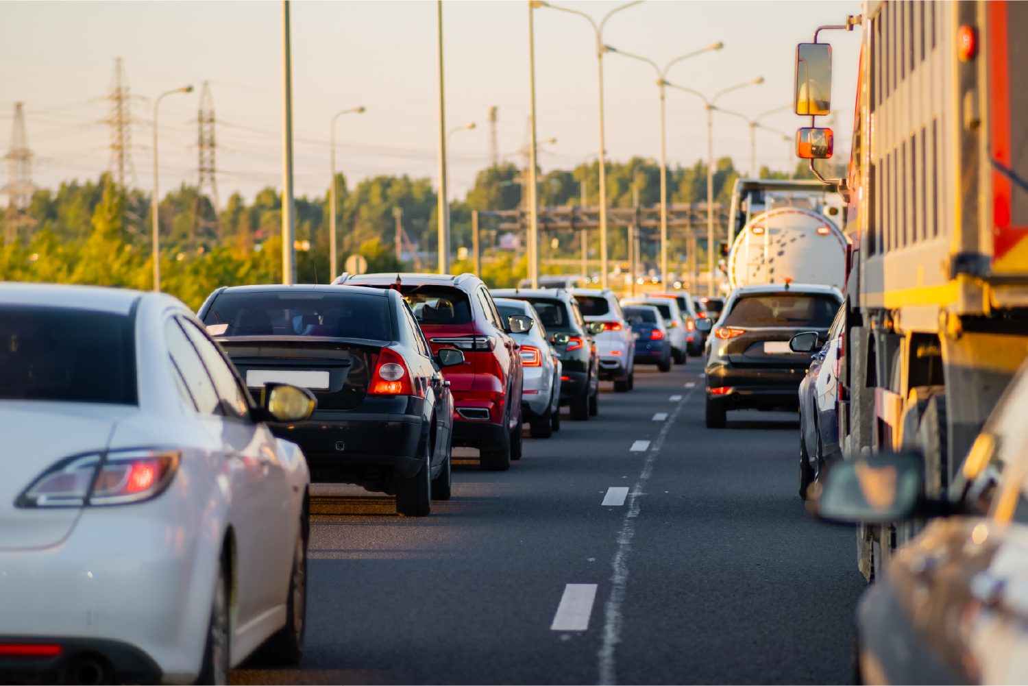 cars in traffic on freeway